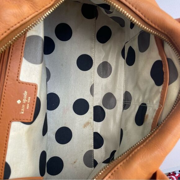 KATE SPADE Tan Leather Chrystie Street Leila Boston Turnlock Satchel Tote Knott - Picture 8 of 10